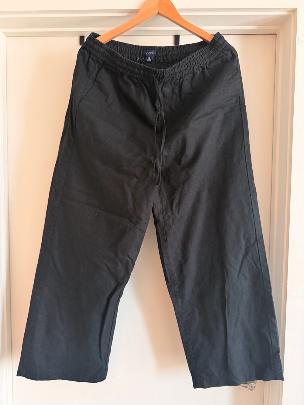 J. Crew Women's Black Straight-Leg Drawstring Pants